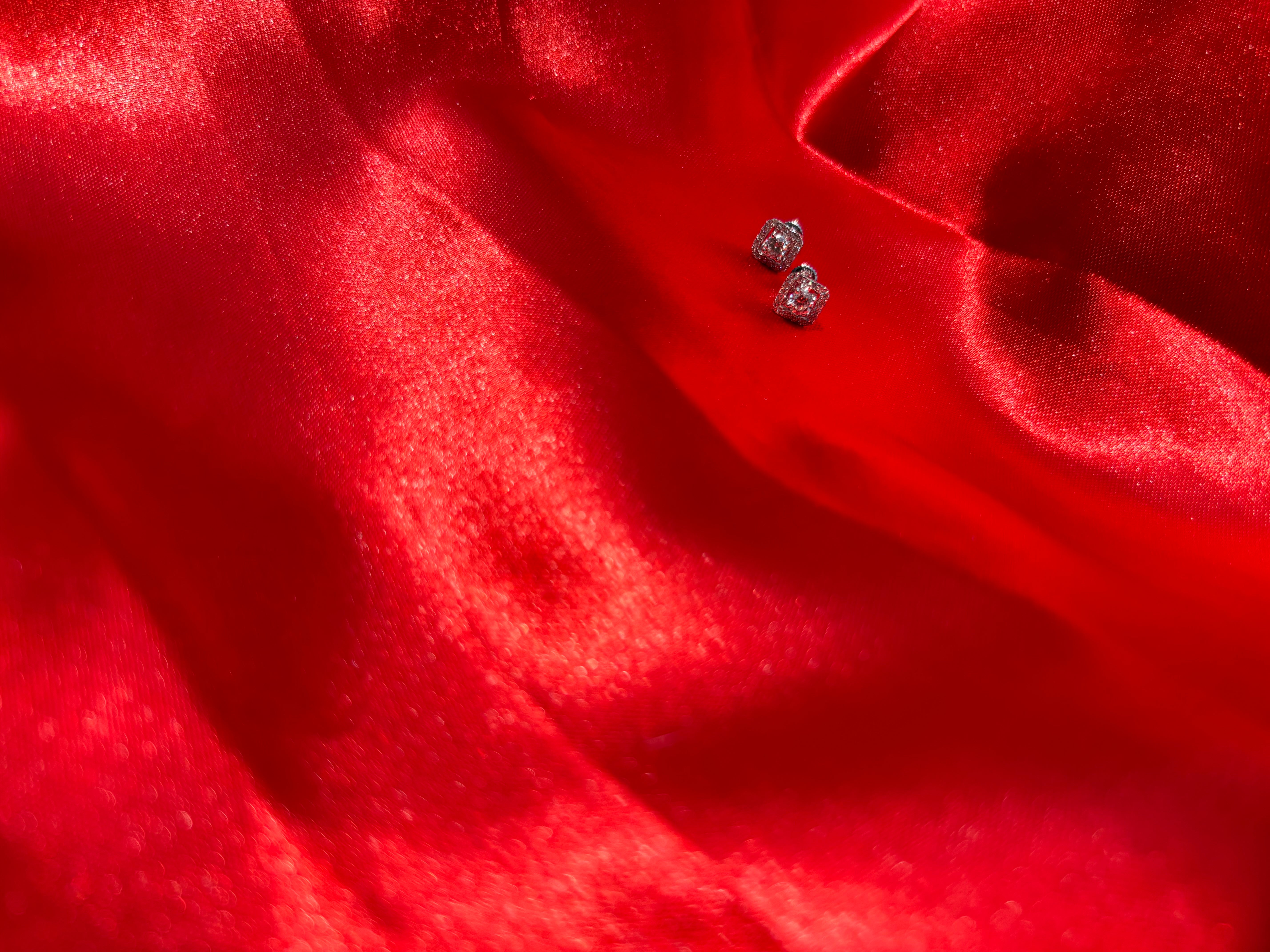 Dual Brilliance: Diamond-Studded Square Earrings in 14K White Gold with DE Color VVS-VS Lab-Grown Diamonds