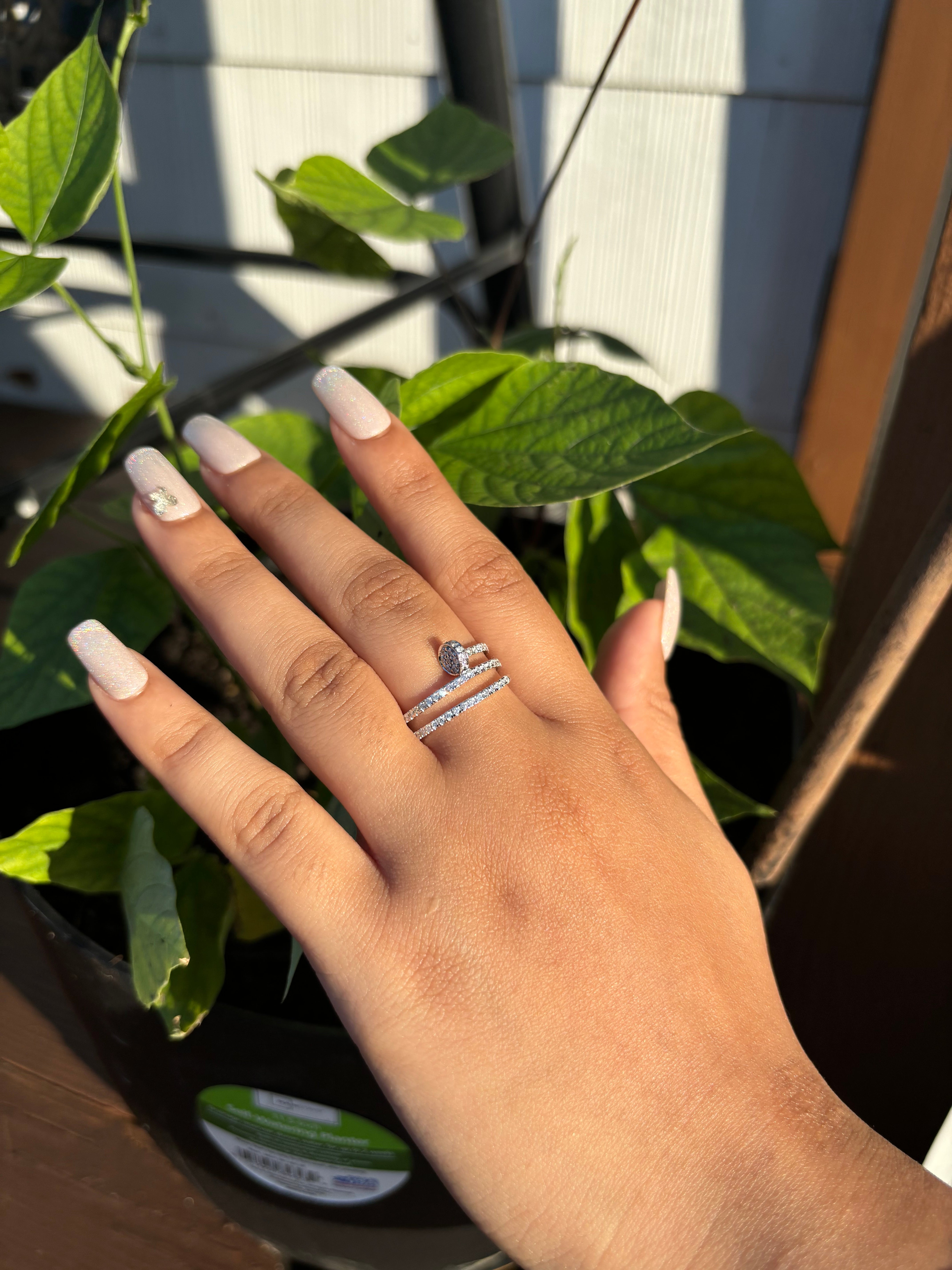 14K Gold Diamond Stacking Ring Set | Pavé Multi-Band Ring | Elegant Minimalist Jewelry