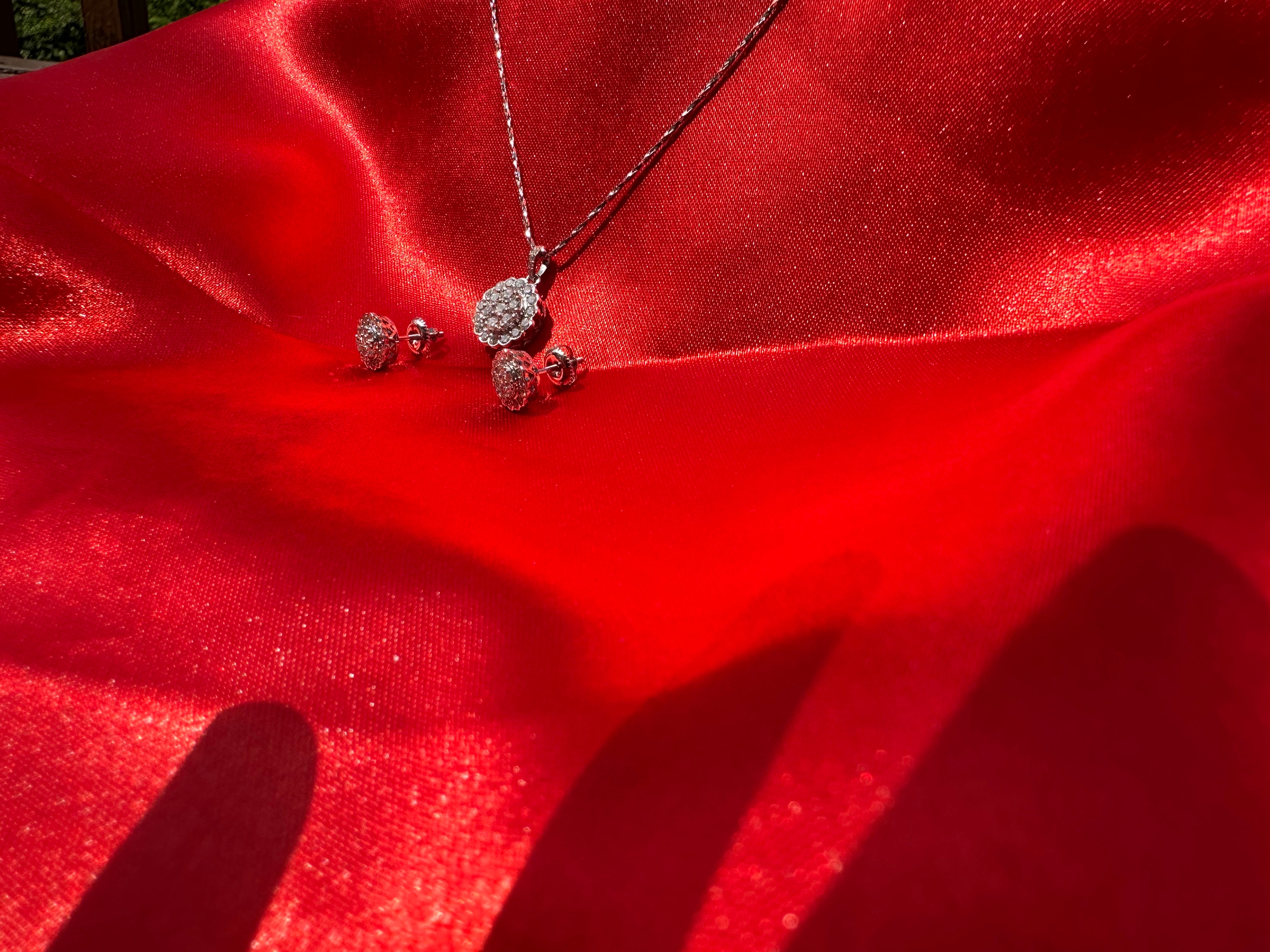 Timeless Sparkle: Oval Lab-Grown Diamond Pendant & Stud Earring Set in 14K Gold